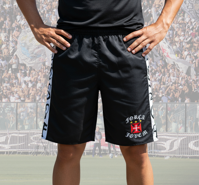 Bermuda Microfibra Preta Força Jovem Vasco - FJV - Imagem 2