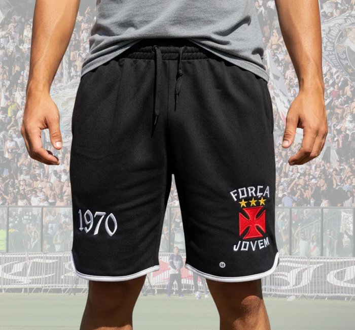 Bermuda Moletom Estilo Retrô Força Jovem Vasco - FJV - Imagem 2