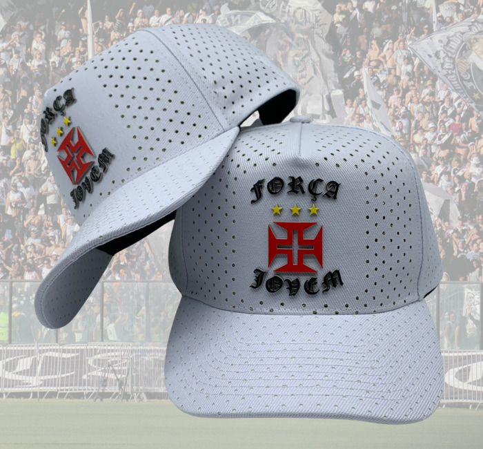 Boné Força + Jovem Vasco Branco furadinho – FJV - Imagem 2